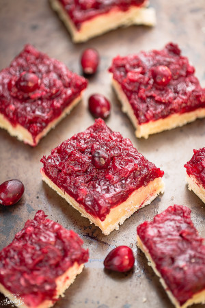 Cranberry Shortbread Bars are the perfect way to use up leftover cranberry sauce