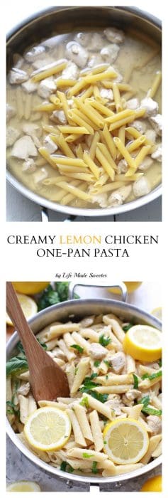 Creamy Lemon Chicken One-Pan Pasta makes the perfect weeknight meal made entirely in one pot in under 25 minutes.