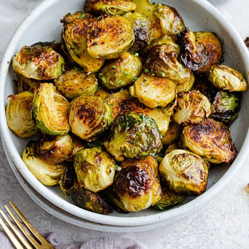 Air Fryer Brussels Sprouts - Life Made Sweeter | Vegan | Whole30