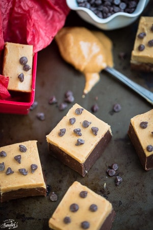 Easy Chocolate Peanut Butter-Layered Fudge makes the perfect simple treat!