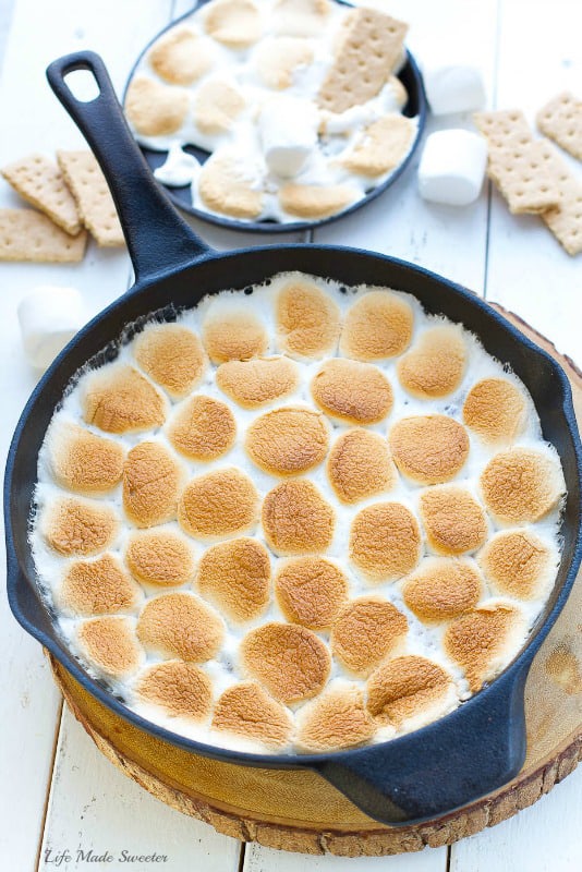 Easy Indoor S'mores Dip made 3 ways & easily comes together in 10 minutes. It's the perfect summer treat & with no campfire required