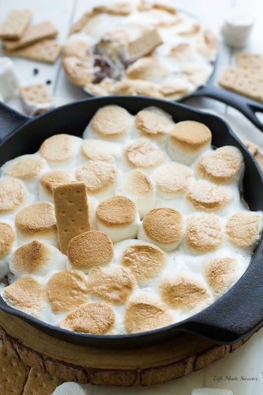 Easy Indoor S'mores Dip made 3 ways & easily comes together in 10 minutes. It's the perfect summer treat with no campfire required.
