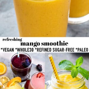 Pinterest collage for mango smoothie.