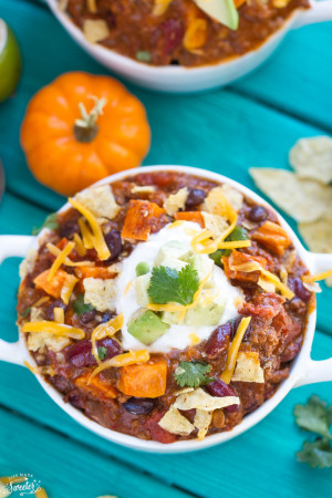 Easy Pumpkin Chili is hearty, filling & the perfect dish to warm up with