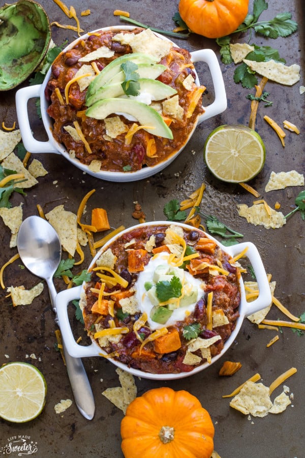 Easy Pumpkin Chili is hearty, filling & the perfect dish to warm up with