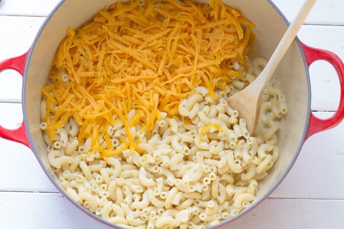 Easy Stovetop Creamy Macaroni & Cheese takes only 30 minutes to make for a perfect weeknight meal