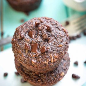 Flourless Skinny Double Chocolate Muffins make the perfect healthy breakfast or snack
