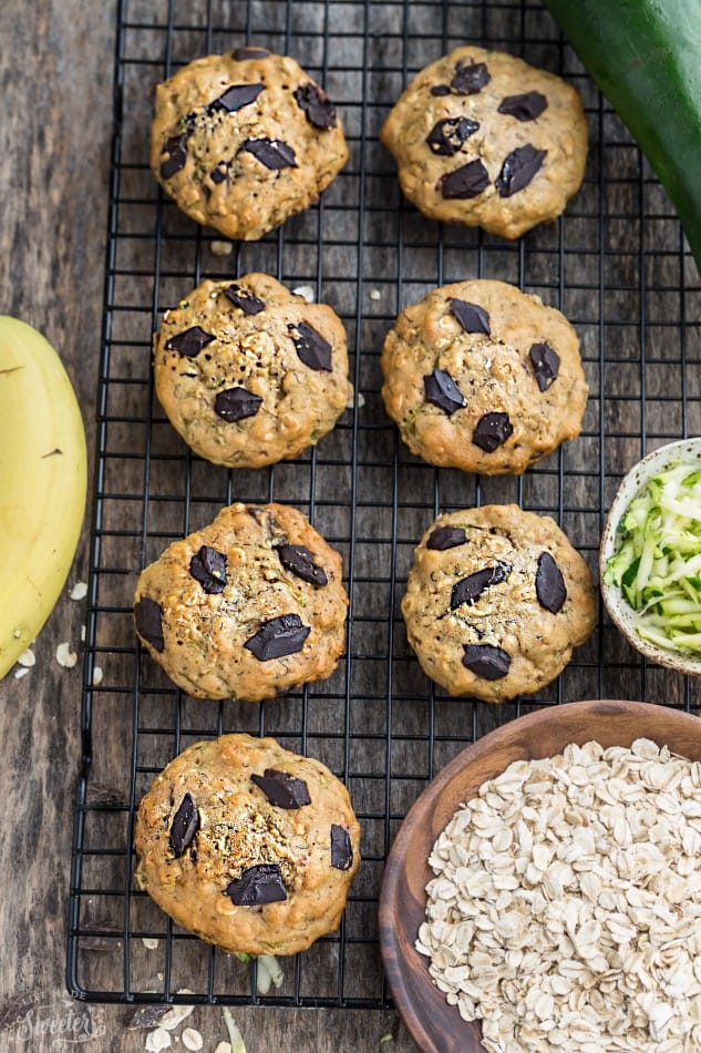 Soft and chewy flourless Zucchini Breakfast Cookies make the perfect healthy breakfast and on-the-go snack! Best of all, they're so easy to make with no mixer required. Gluten free, refined sugar free and no butter!