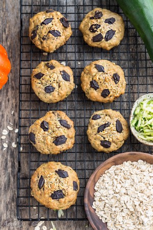 Soft and chewy flourless Zucchini Breakfast Cookies make the perfect healthy breakfast and on-the-go snack! Best of all, they're so easy to make with no mixer required. Gluten free, refined sugar free and no butter!