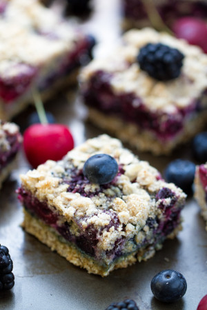 Fresh Cherry Berry Crumble Bars come together easily and make the perfect summer dessert