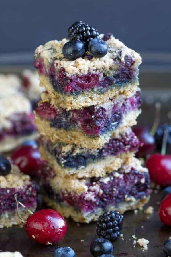 Fresh Cherry Berry Crumble Bars