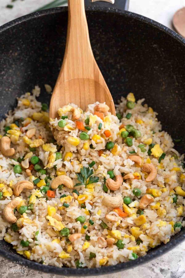 Chinese Fried Rice makes the perfect easy weeknight dish. With the most authentic flavors! My father was the head chef at a top Hong Kong Chinese restaurant and this was his specialty! So delicious and way better than any takeout!