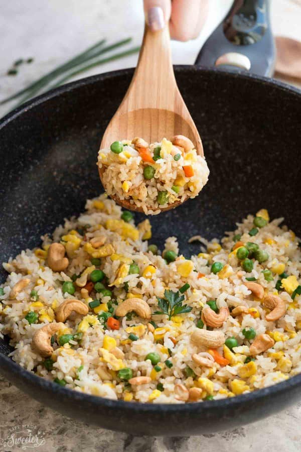 Chinese Fried Rice makes the perfect easy weeknight dish. With the most authentic flavors! My father was the head chef at a top Hong Kong Chinese restaurant and this was his specialty! So delicious and way better than any takeout!