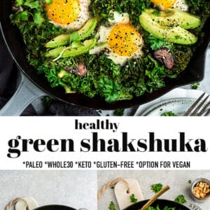 Pinterest collage of green shakshuka
