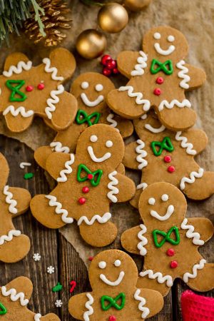 This recipe for Gingerbread Men cookies are a classic holiday favorite. They are perfectly spiced with cinnamon, ginger, molasses and bake up soft and chewy with slightly crisp edges.