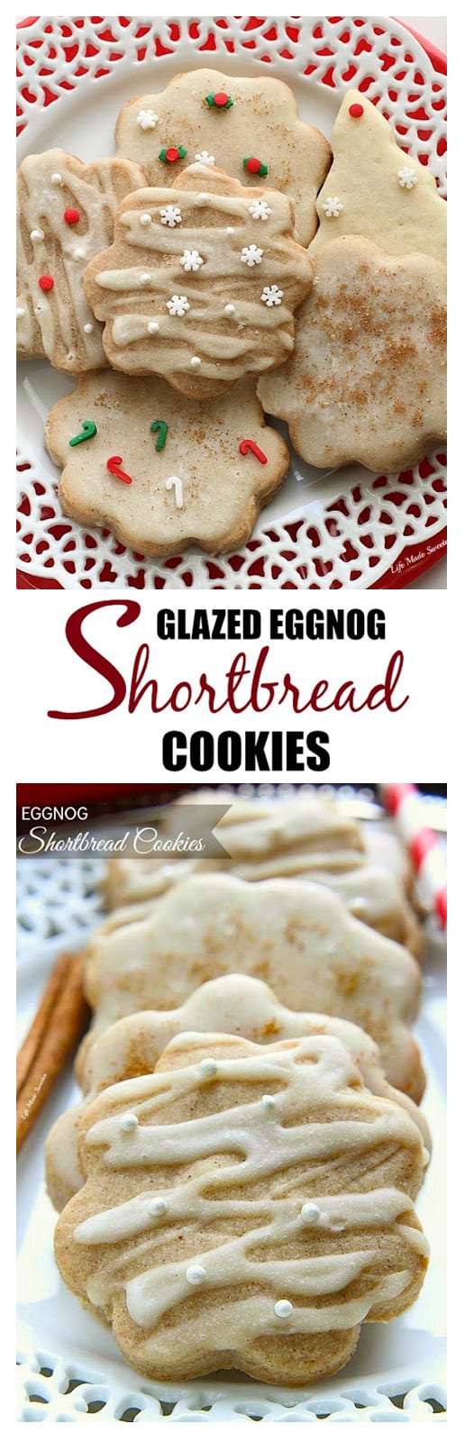 Glazed eggnog shortbread cookies are perfect for the holiday season