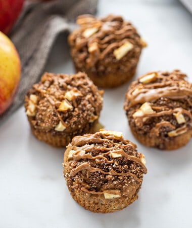Apple muffins on a counter