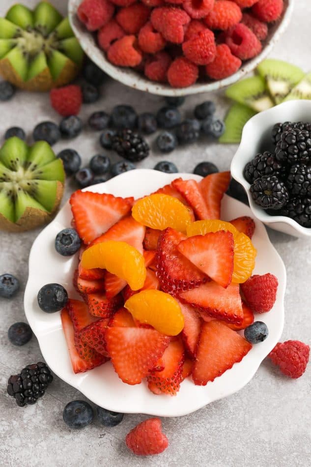 bowls of assorted fresh fruits