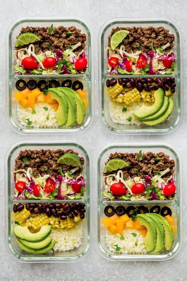 Healthy Lunch Meal Prep: Turkey Taco Bowls