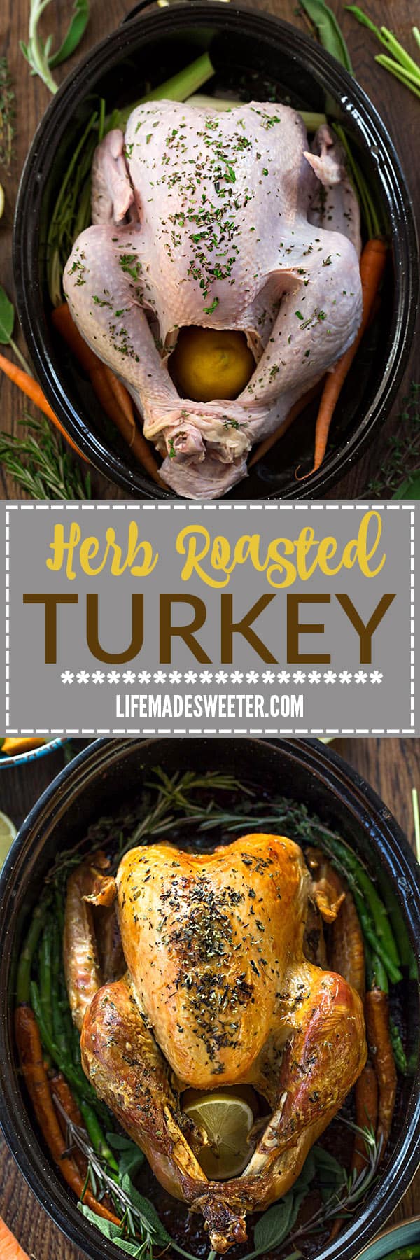 Herb Garlic Roasted Turkey makes the perfect addition to any holiday meal! Best of all, this foodproof recipe is my favorite go-to I use every year for Thanksgiving and Christmas. It's full of sage, thyme, rosemary and parsley and produces a tender, moist and juicy turkey with a gorgeous golden skin.