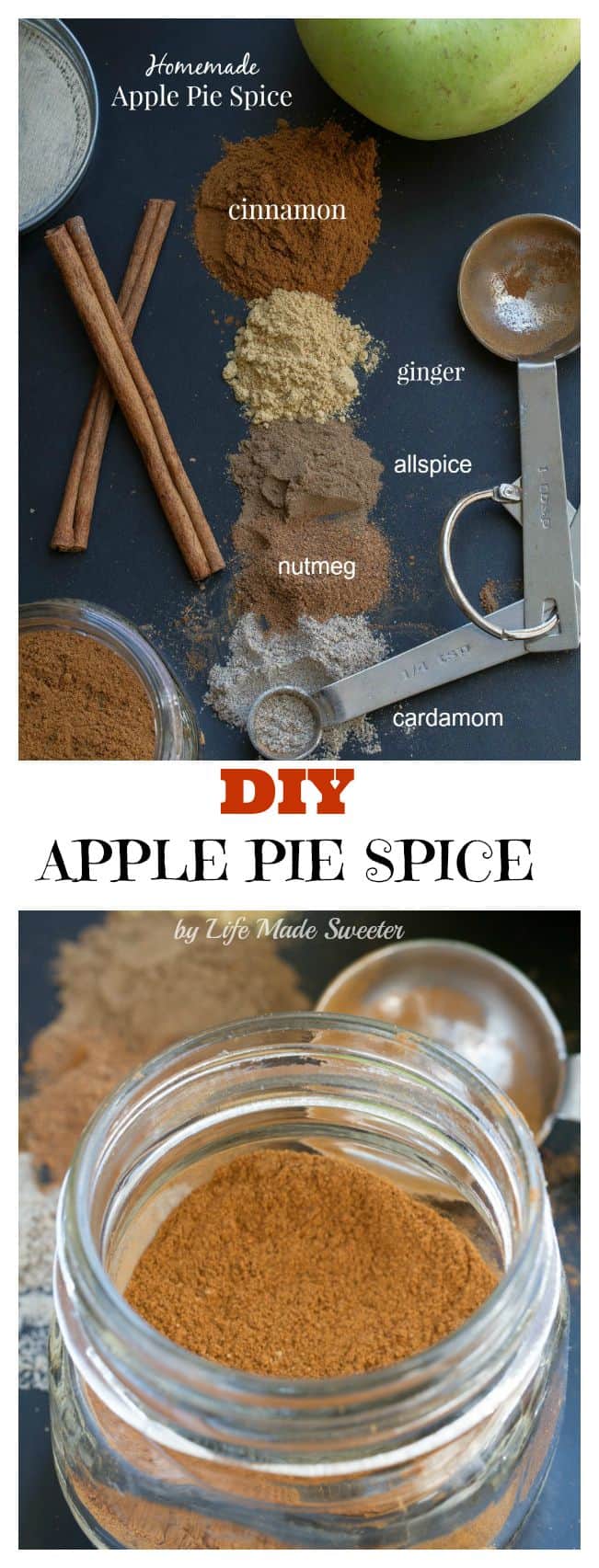 Homemade Apple Pie Spice - make your ave own DIY custom blend & you can save money and a trip to the store for make plenty of pies all season long!