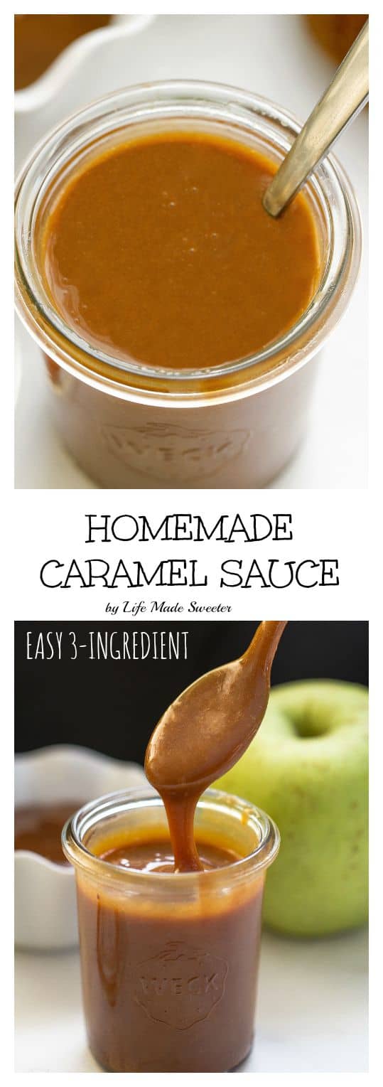 Homemade Caramel Sauce is easy to make with just 3 ingredients!