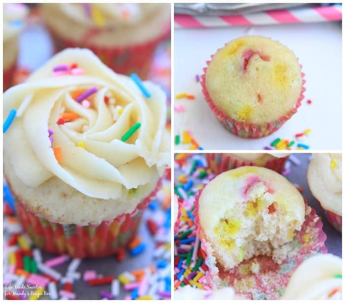 Homemade Funfetti Cupcakes - An easy homemade version of funfetti cupcakes – soft and fluffy vanilla cupcakes loaded with sprinkles and topped with a vanilla buttercream frosting.--- - @LifeMadeSweeter