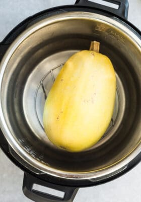 Top view of spaghetti squash in an Instant Pot