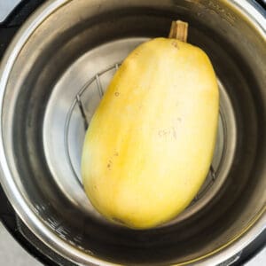 Top view of spaghetti squash in an Instant Pot