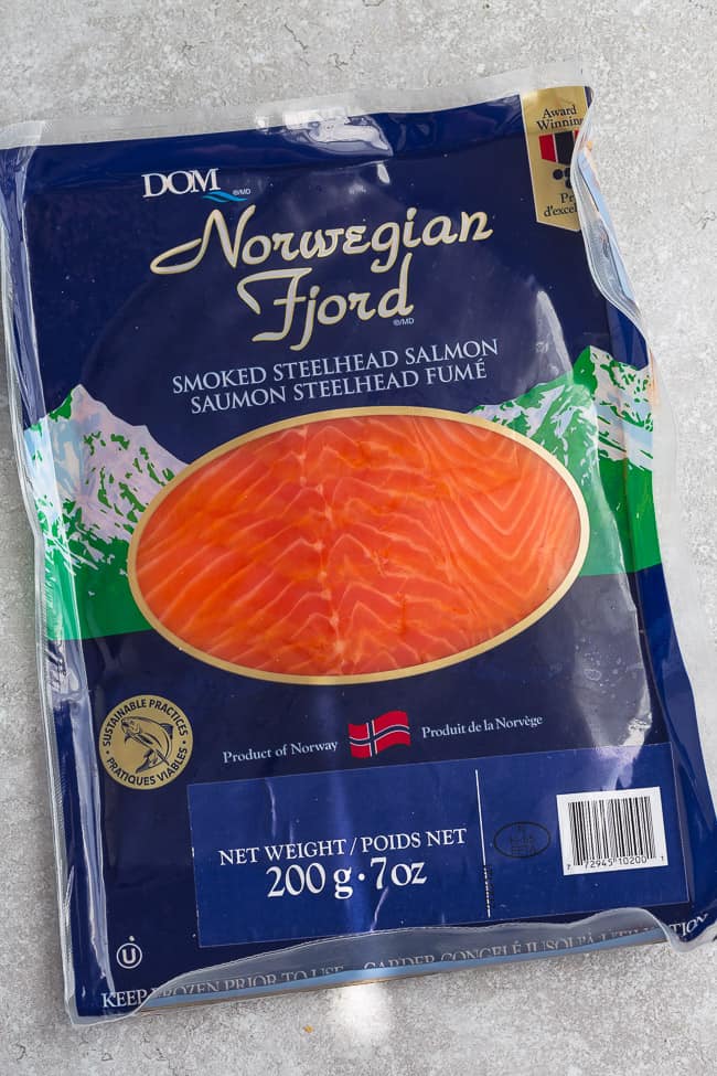 Package of smoked steelhead salmon