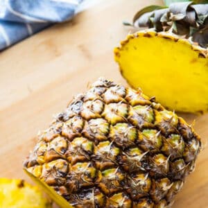 Pinterest image for how to cut a pineapple.
