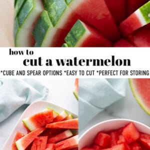 Pinterest collage for how to cut a watermelon photos.