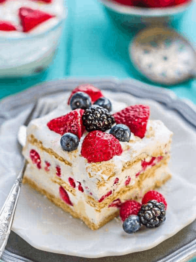 Icebox Cake with mixed berries