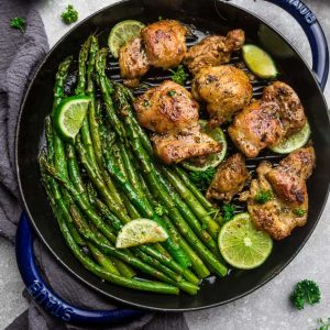 Top view of Instant Pot Cilantro Lime Chicken in a skillet