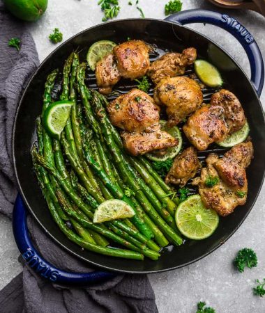 Top view of Instant Pot Cilantro Lime Chicken in a skillet