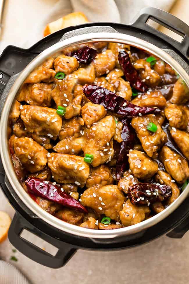 Instant Pot General Tso’s Chicken - the perfect easy weeknight meal made in the pressure cooker. Best of all, this healthier recipe for this popular takeout dish has the same amazing flavors as your local Chinese restaurant. Low carb, keto and paleo-friendly!