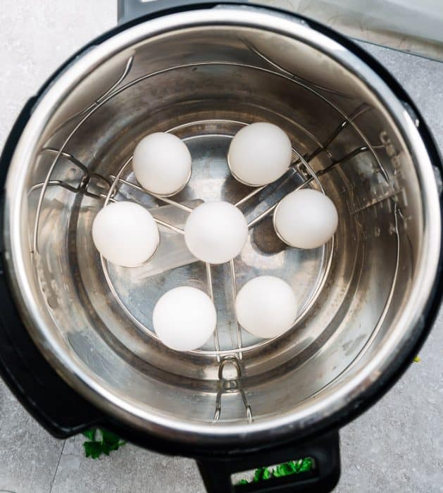 Six Large Eggs Inside of a Pressure Cooker