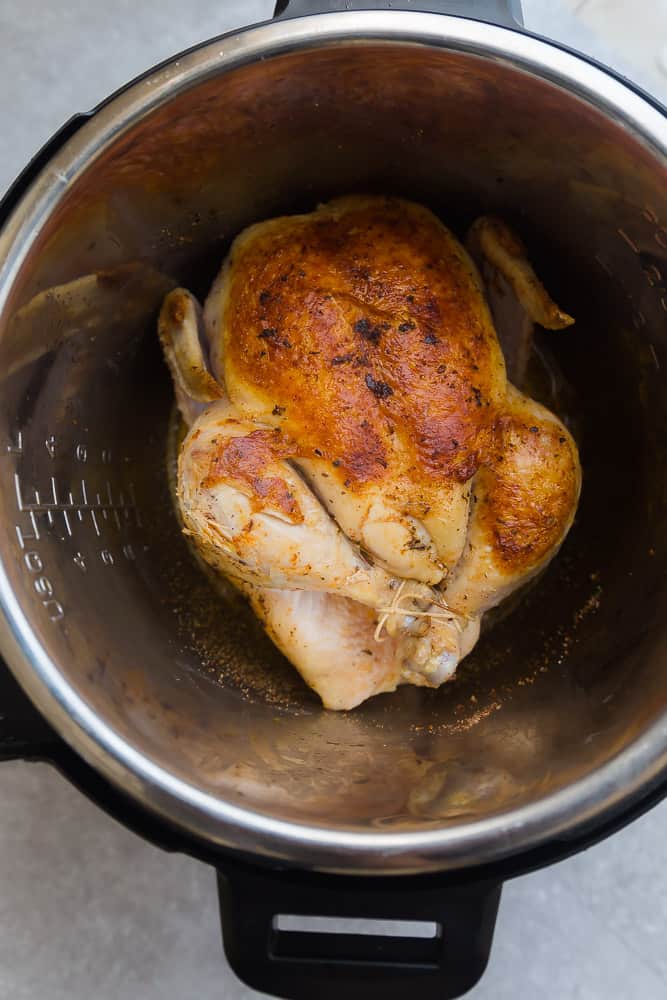 Instant Pot whole chicken with incredibly crispy golden skin