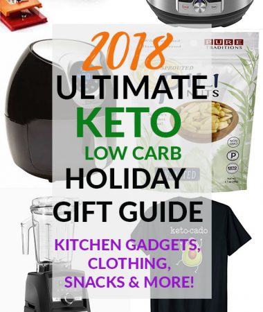 Looking for some keto low carb gift ideas for family and friends? This Ultimate Holiday Gift Guide includes favorite snacks, kitchen items, books and more for every budget!