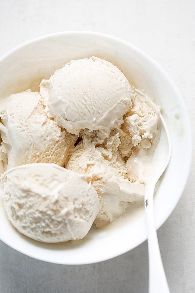 vanilla ice cream in a bowl