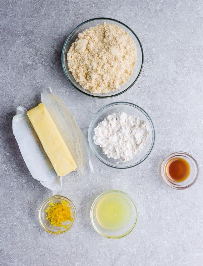 Top view of ingredients to make keto lemon bread