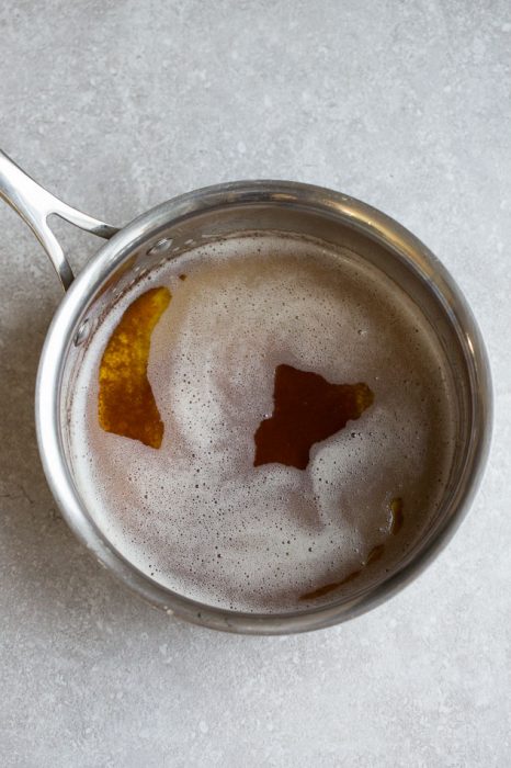 Full browned butter in a pan