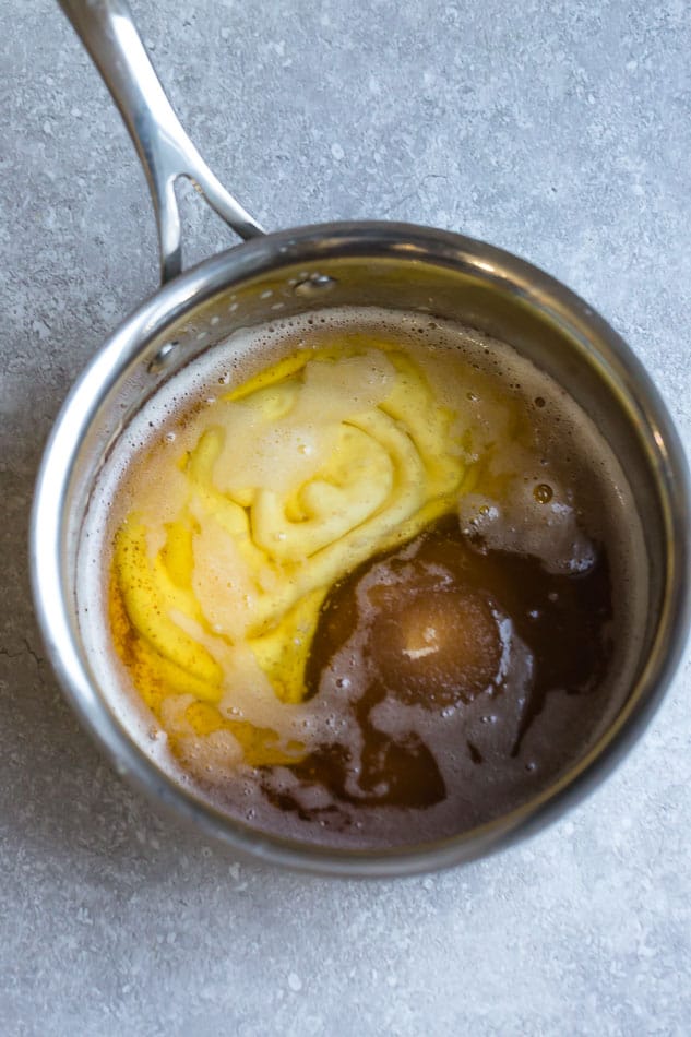 Melted butter with golden monk fruit sweetener in a pot