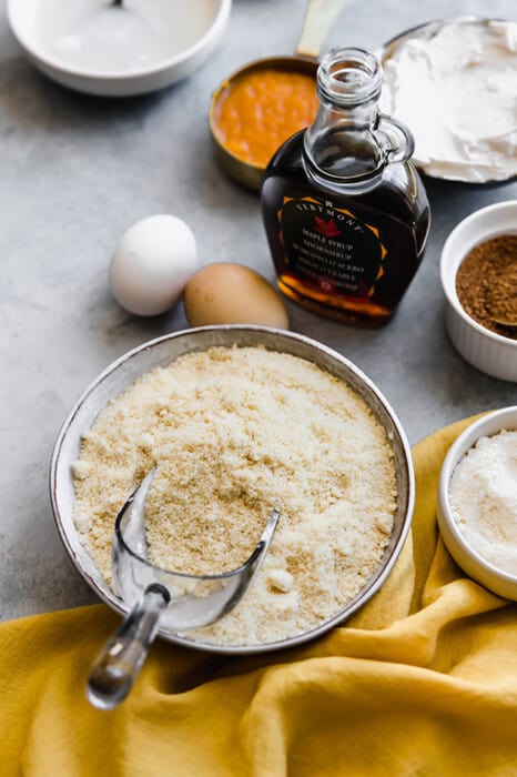 Top view of ingredients to make healthy pumpkin pie bars