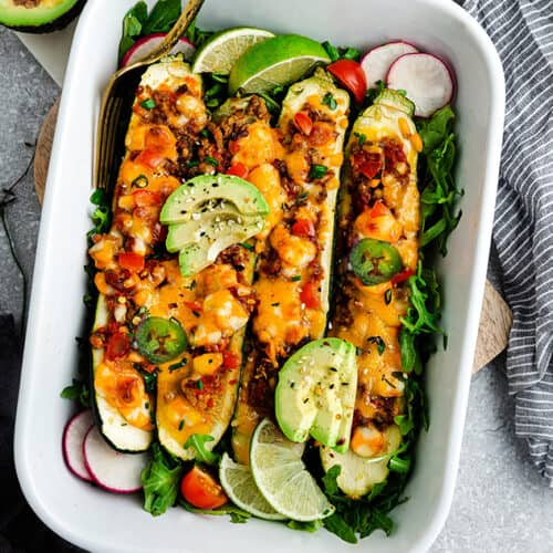 Zucchini Taco Boats Keto Low Carb Vegan Option