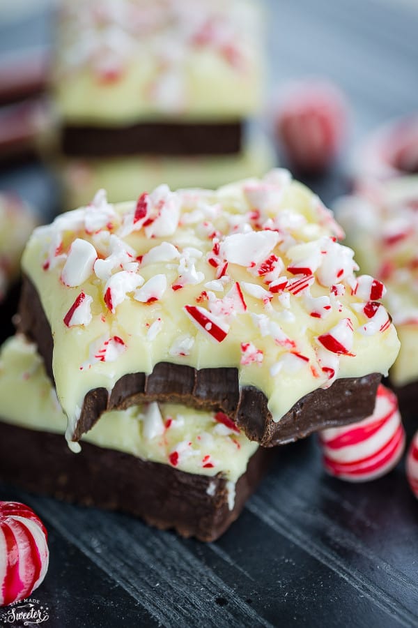 Layered White Chocolate Peppermint Fudge makes the perfect gift for the holidays!