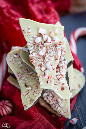 Layered White Chocolate Peppermint Mocha Bark is perfect for giving for the holidays.