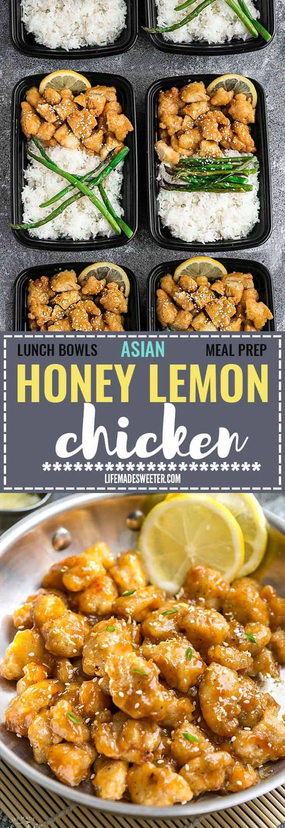 Asian Lemon Chicken -a delicious homemade Chinese Lemon Chicken takeout. Coated in a refreshingly sweet. savory & tangy sauce that is even better than your local Chinese takeout restaurant! Best of all, it's full of authentic flavors and super easy to make with about 10 minutes of prep time. Instructions for pan-frying and baking in the oven.Skip that takeout menu! This is so much better and healthier! Weekly meal prep or leftovers are great for lunch bowls for work or school.