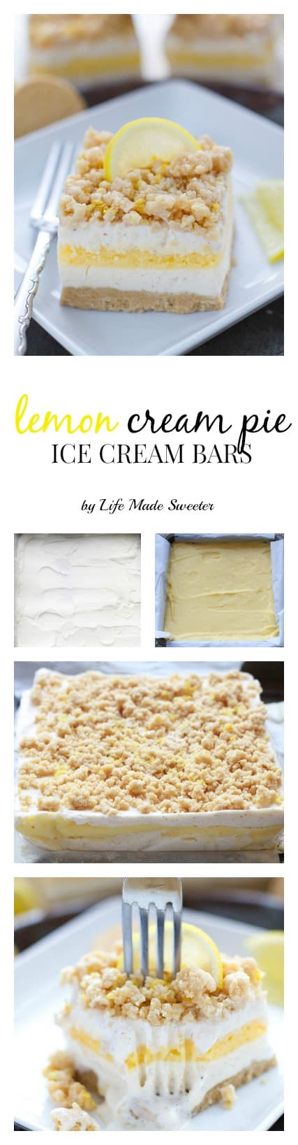 Lemon Cream Pie Ice Cream Bars are the perfect easy frozen treat with only 5 ingredients made with all your favorite flavors of the classic pie