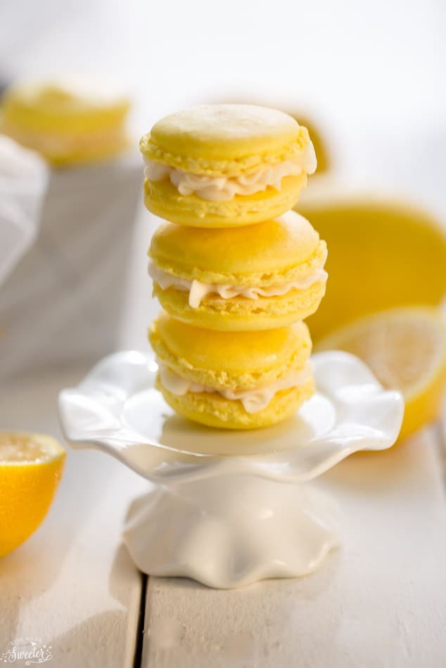 Lemon French Macarons filled with coconut buttercream make the perfect sunny sweet treat!!